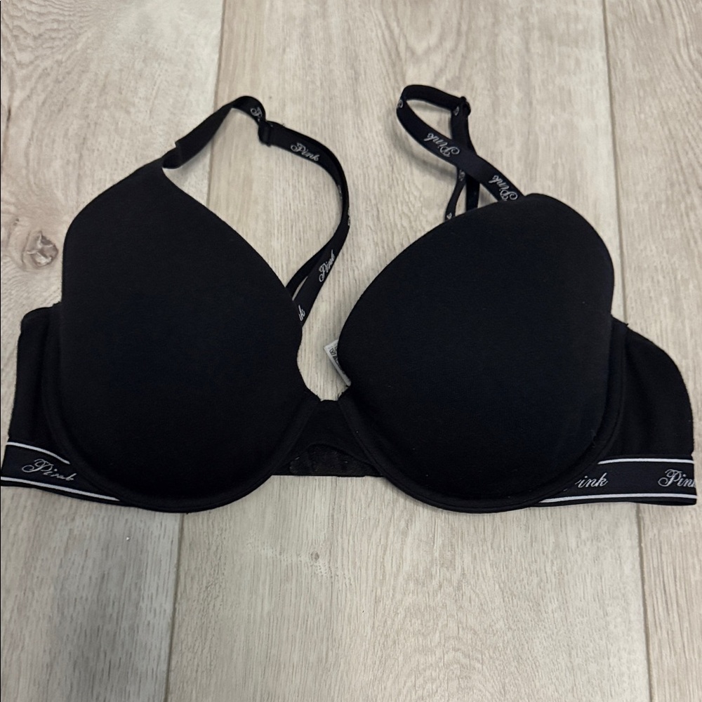 PINK Victoria's Secret Black Bra with Logo Accents